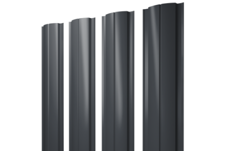 Штакетник Полукруглый Slim с прямым резом 0,45 PE RAL 7024 мокрый асфальт