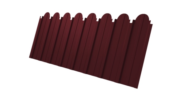 Профнастил С10A фигурный Эталон PE с пленкой RAL 3005 красное вино из каталога Профнастил С10 Фигурный Профнастил С10A фигурный Эталон PE с пленкой RAL 3005 красное вино