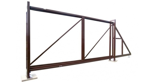 Ворота откатные Colority Zinc 2,03x4,0 RAL 8017 из каталога Ворота откатные окрашенные цинк Ворота откатные Colority Zinc 2,03x4,0 RAL 8017