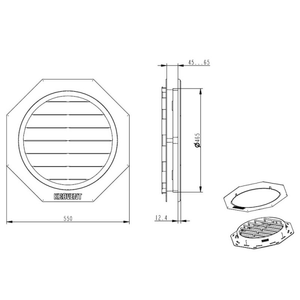 Окно для чердака Krovent 55х55 (RAL 8017)