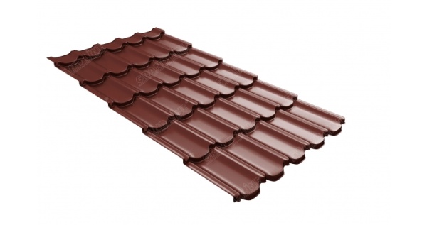 Волновой профиль квинта плюс Grand Line c 3D резом Эталон PE RAL 3009 оксидно-красный из каталога Kvinta plus 3D Волновой профиль квинта плюс Grand Line c 3D резом Эталон PE RAL 3009 оксидно-красный