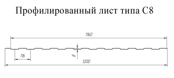 Профнастил С8А Дачный PE RAL 3005 красное вино